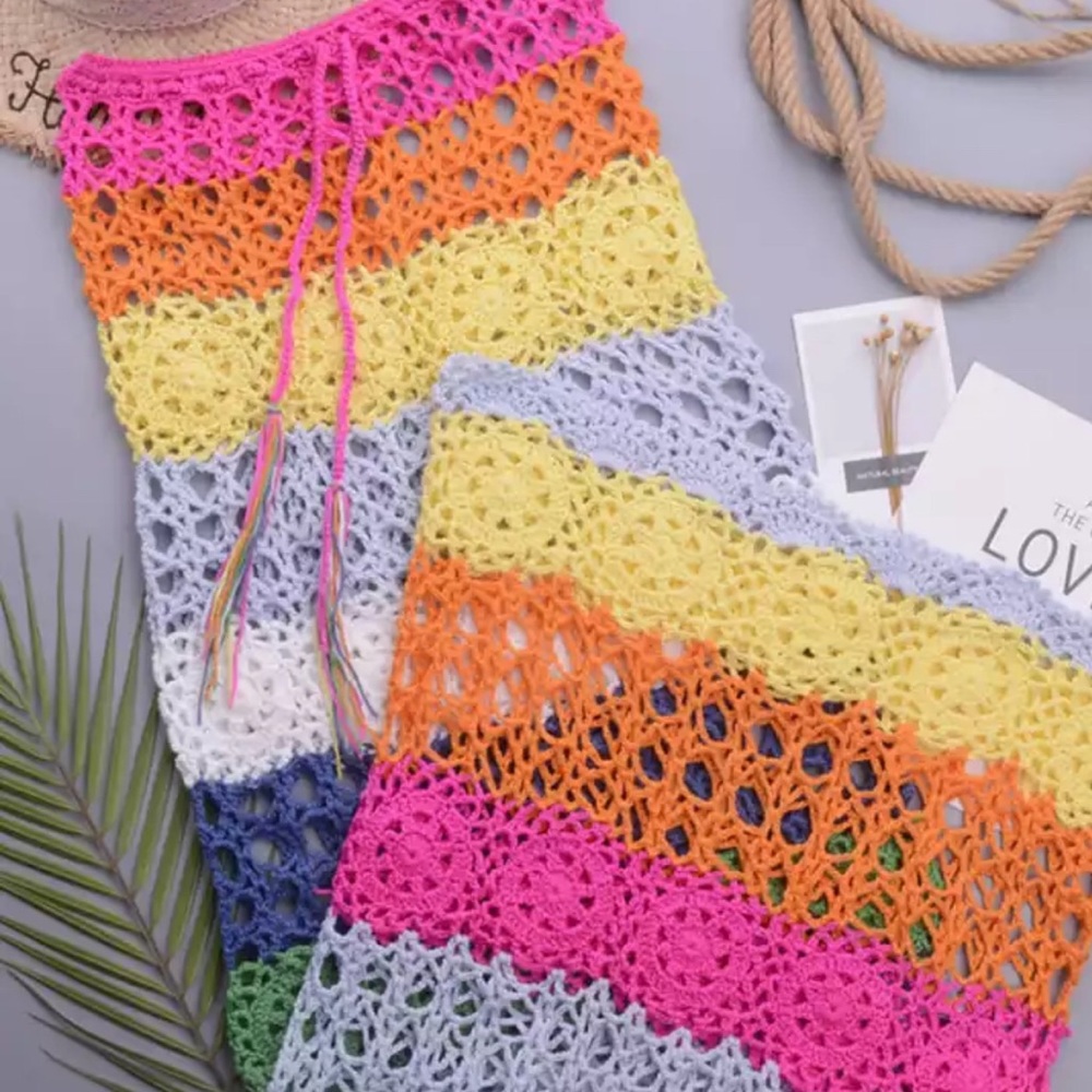 NWT crochet handmade maxi skirt beach cover up.